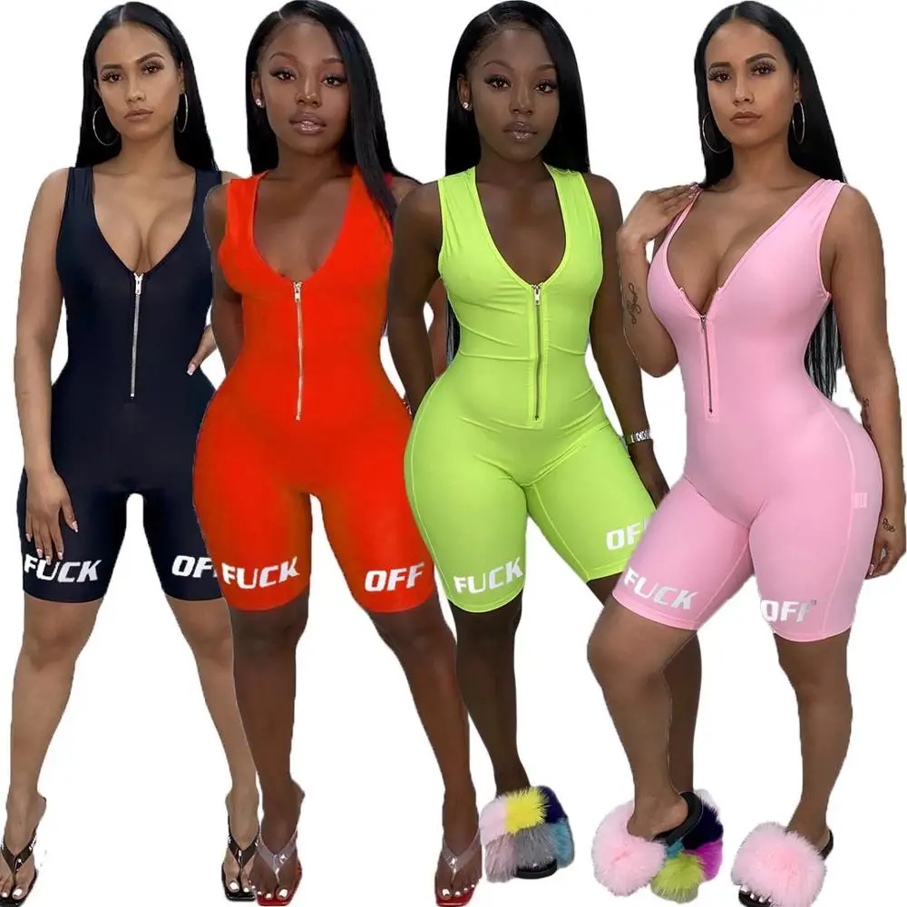 print logo zipper front fitness short jumpsuit for women, Orange red black, pink, green
print logo zipper front fitness short jumpsuit for women, Orange red black, pink, green
