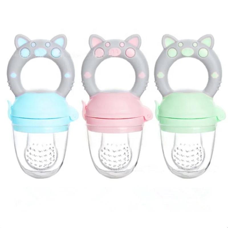 

New Design Cute Pig Style Silicone Nipple Bpa Free Baby Food Feeder Fresh Fruit Pacifier, Green/blue/pink