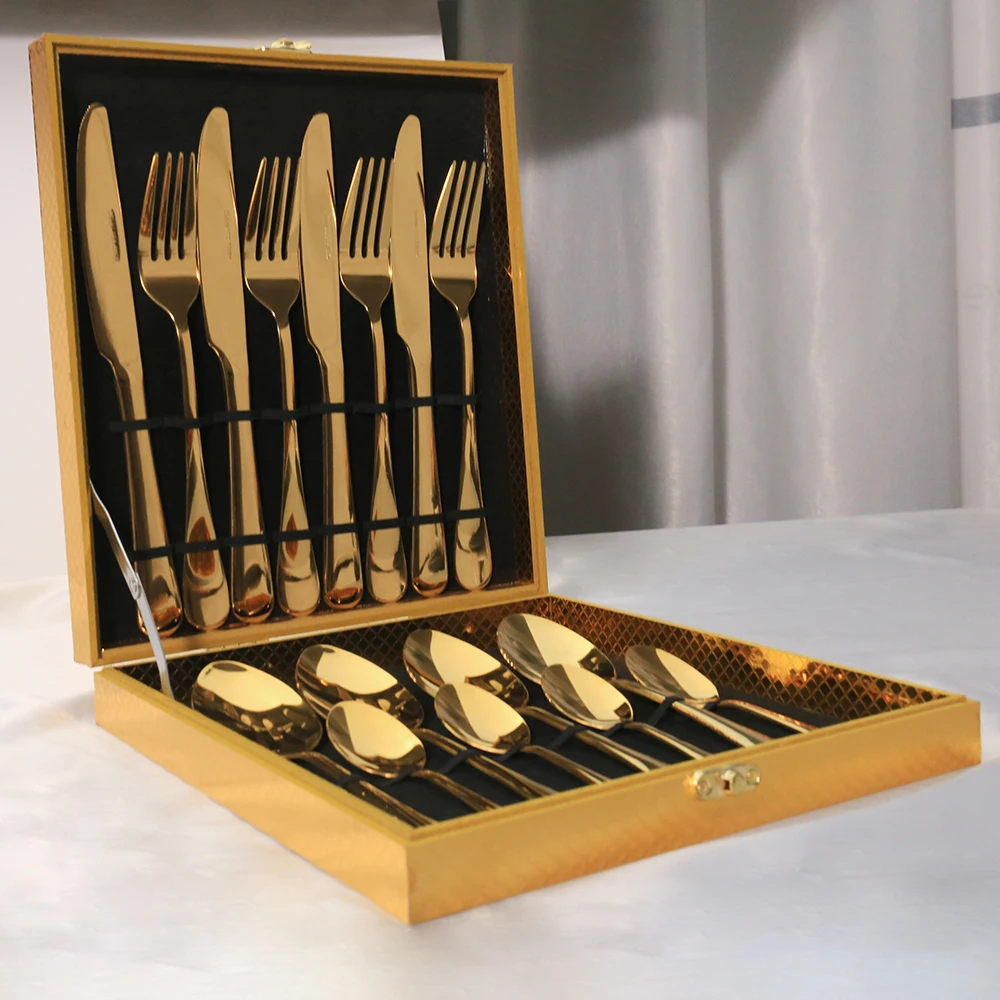 Modern Royal 16 Pieces Silverware Gold Stainless Steel Flatware for Wedding Festival Party
Modern Royal 16 Pieces Silverware Gold Stainless Steel Flatware for Wedding Festival Party