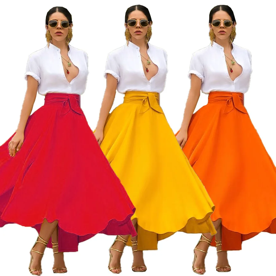 2021 hot fashion women's dress recommended pure color elegant casual plus size womens skirts, Red orange yellow
2021 hot fashion women's dress recommended pure color elegant casual plus size womens skirts, Red orange yellow