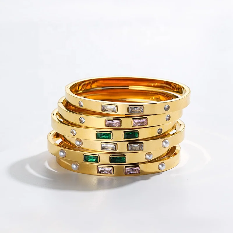 MICCI New Custom Pvd Gold Plated Jewelry Pearl Lnlay Rectangular Cubic Zircon Non Chain Bangles Bracelet
MICCI New Custom Pvd Gold Plated Jewelry Pearl Lnlay Rectangular Cubic Zircon Non Chain Bangles Bracelet