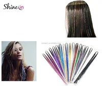 

New Fashion Girl Synthetic Sparkle Glitter Twinkle Tinsel Hair Dazzle Clip in Hair Extensions for Cosplay Party Dress up