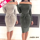 Latest Design Long Sleeve Sexy Off Shoulder Bodycon Dress Female Fashion Casual Women Clothing