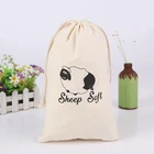 Reusable and Eco Friendly Cotton Muslin Drawstring Pouches Soft Custom Print Logo Cotton Gift Bag
