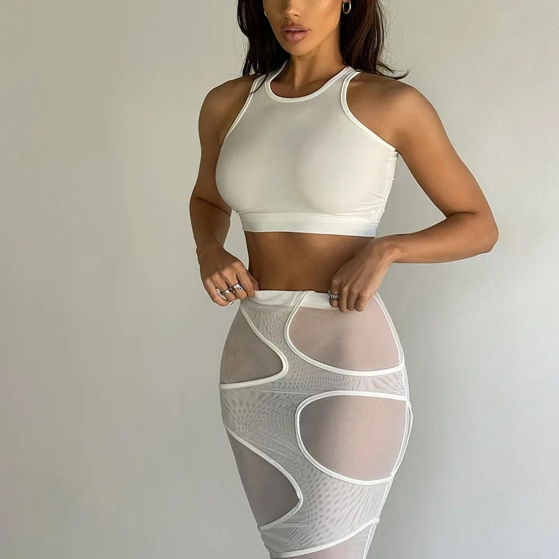 See Through Casual Solid Color Sexy Long Mesh 2021 Summer New Women Fashion Skirt Dress Women Casaal 2 Piece Set, Black white
See Through Casual Solid Color Sexy Long Mesh 2021 Summer New Women Fashion Skirt Dress Women Casaal 2 Piece Set, Black white