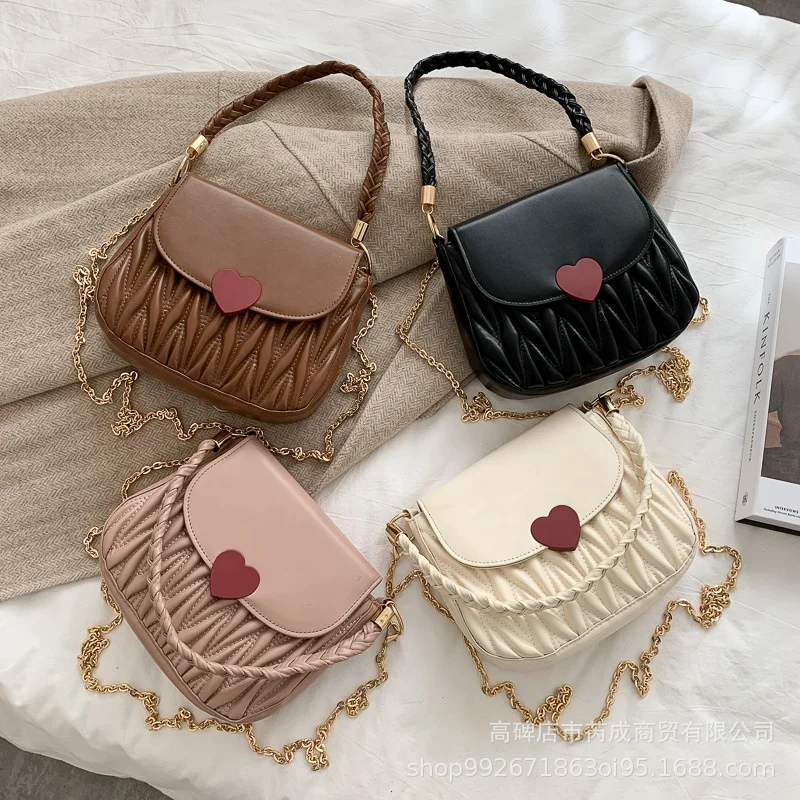 2021 Fashion Folds Women Hand Bags Cute Heart PU Leather Shoulder Messenger Bags, 4 colors
2021 Fashion Folds Women Hand Bags Cute Heart PU Leather Shoulder Messenger Bags, 4 colors