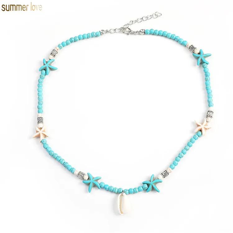 New Trending Women Men Summer Beach Natural Stone Bead Cowrie Sea Shell Starfish Pendant Choker Necklace Jewelry, As picture
New Trending Women Men Summer Beach Natural Stone Bead Cowrie Sea Shell Starfish Pendant Choker Necklace Jewelry, As picture