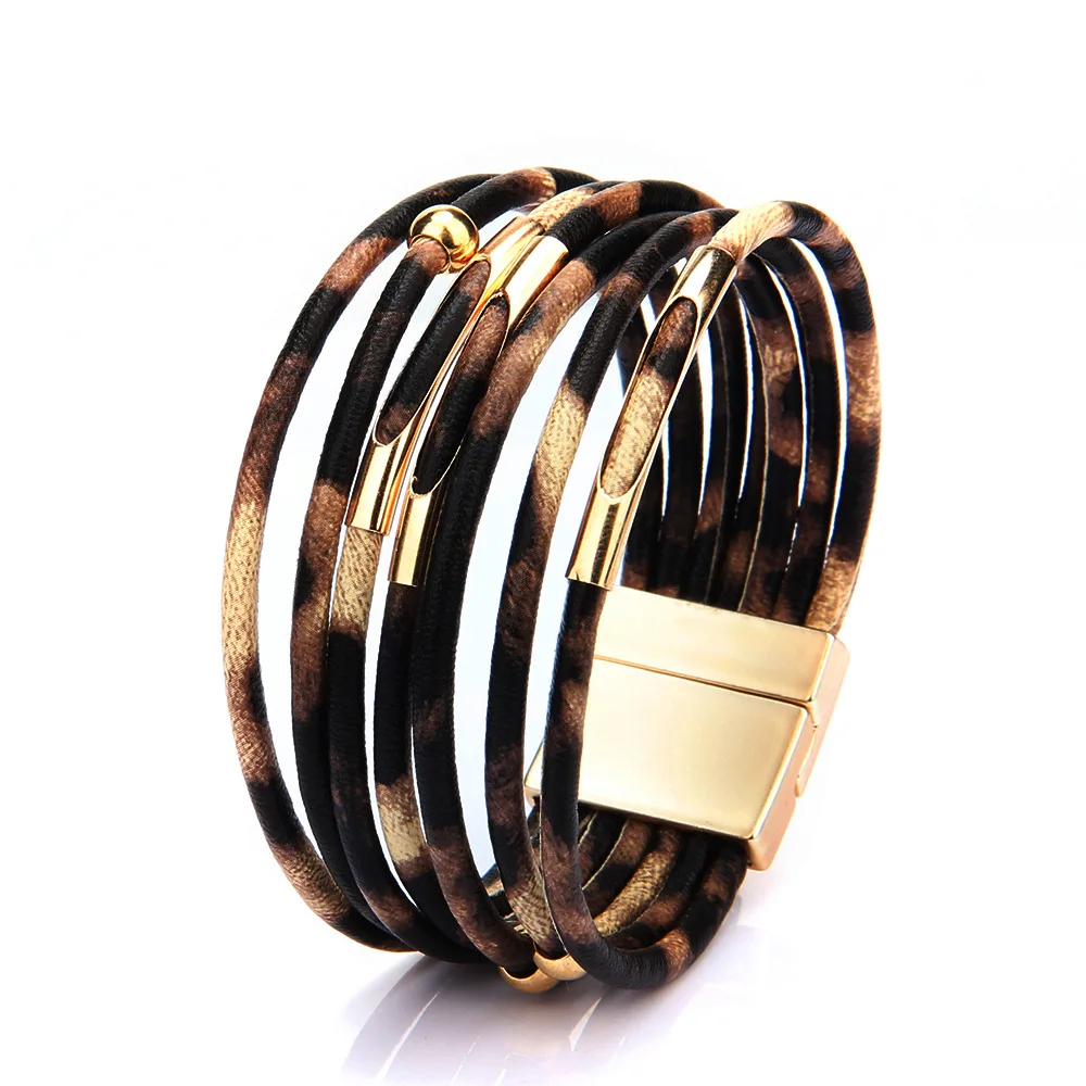 Best Selling Sexy Leopard Metal Pipe Magnetic Buckle Multilayer Faux Leather Wrap Bracelet, As pictures
Best Selling Sexy Leopard Metal Pipe Magnetic Buckle Multilayer Faux Leather Wrap Bracelet, As pictures