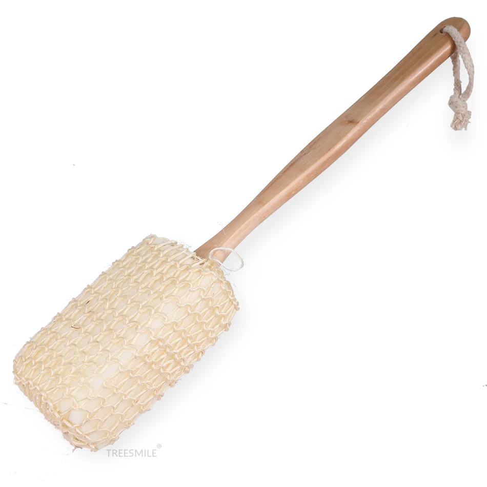 TREESMILE Natural sisal bath sponge wood long handle bath brush custom logo factory bathroom towel sponge brushes
TREESMILE Natural sisal bath sponge wood long handle bath brush custom logo factory bathroom towel sponge brushes