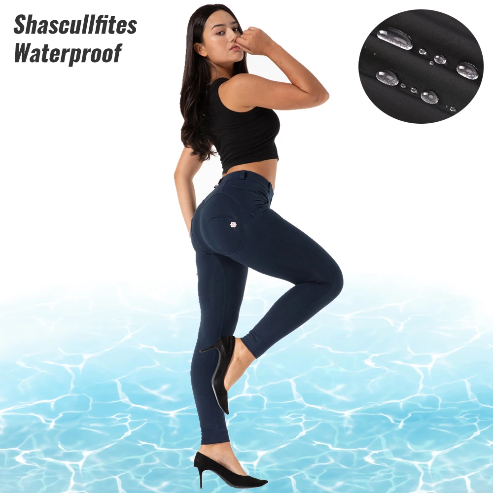 

Shascullfites Melody Women Waterproof Leggings Tights Pants Push Up Water Resistant Gym Yoga Leggings