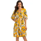 2020 New Fashion Summer Slim Fit Women Dress Lady Elegant Flower Print Casual Dress