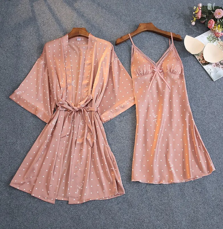 SFY-Y63 new arrival women two-piece long sleeves white dots printed silk pajamas set female nightwear night robe
SFY-Y63 new arrival women two-piece long sleeves white dots printed silk pajamas set female nightwear night robe