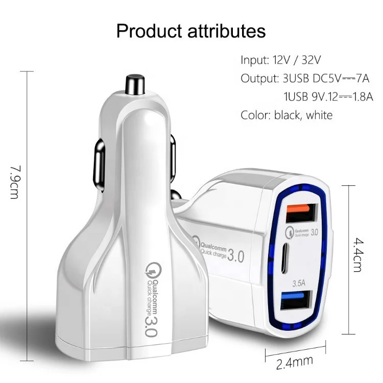 Universal 3.5A QC3.0 Fast Car Charging qc 3.0 Quick car Charger TYPE C Dual USB Port Fast Car charger, Black/white 
Universal 3.5A QC3.0 Fast Car Charging qc 3.0 Quick car Charger TYPE C Dual USB Port Fast Car charger, Black/white
