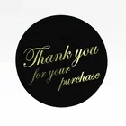 Round Thank You Sticker Gold Logo Glossy Gold Paper Circle Labels