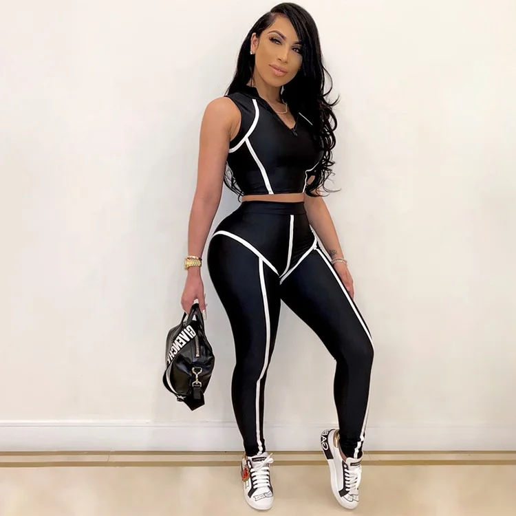 Contrast Color Stand Collar Sleeveless Skinny Women Tracksuit Set, Black,rose red,black+green,blue,green,red,orange
Contrast Color Stand Collar Sleeveless Skinny Women Tracksuit Set, Black,rose red,black+green,blue,green,red,orange