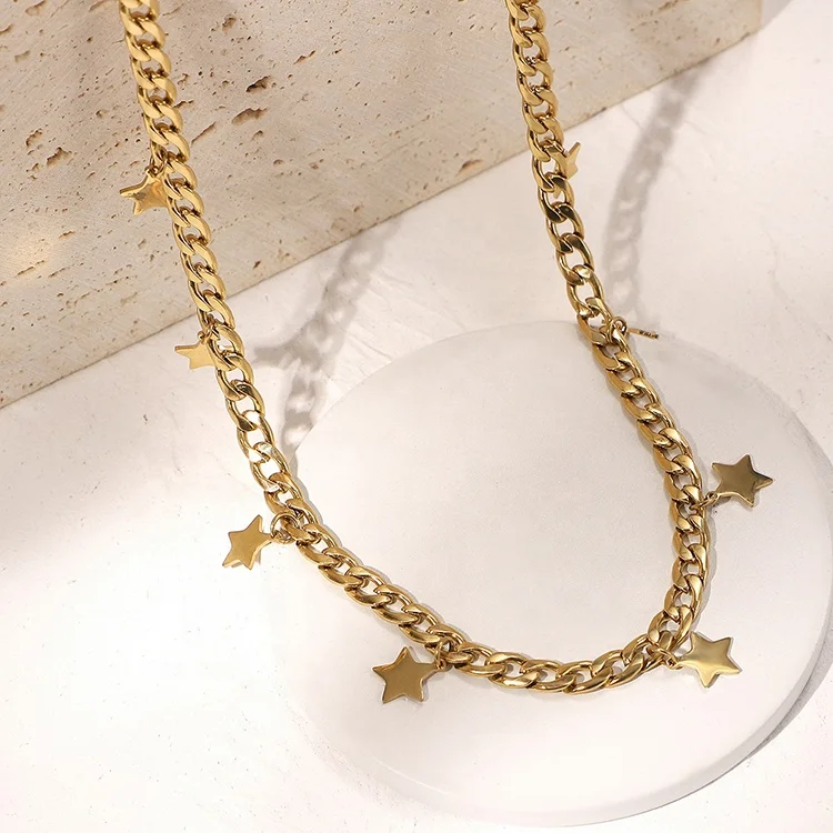 Maple Women's Fashion Stainless Steel Cuban Chain Star Necklace Waterproof Jewelry 14K Gold Star Charm Necklace
Maple Women's Fashion Stainless Steel Cuban Chain Star Necklace Waterproof Jewelry 14K Gold Star Charm Necklace