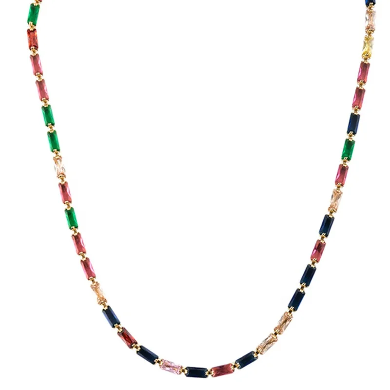 New Elegant Dazzling full rhinestone rainbow CZ necklace Luxury Tennis Chain Necklace Women Round collar Wedding Gift Jewelry
New Elegant Dazzling full rhinestone rainbow CZ necklace Luxury Tennis Chain Necklace Women Round collar Wedding Gift Jewelry