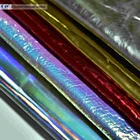 Factory Supply Glossy Shiny Pu Holographic Synthetic Metallic Pvc Pu Leather For Ladies Bag Making
