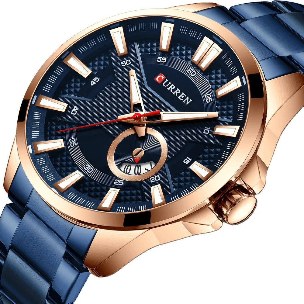 Curren 8372 Men Watches Luxury Brand Blue Stainless Steel Luxury Quartz Watch Mens Waterproof Male Clock Relogio Masculino
Curren 8372 Men Watches Luxury Brand Blue Stainless Steel Luxury Quartz Watch Mens Waterproof Male Clock Relogio Masculino