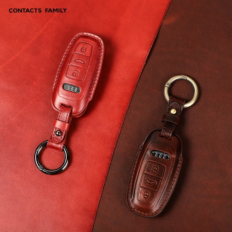 Custom High Grade Genuine Leather Remote Control Car Key Fob Chain Case Cover for Audi 2019-21 E-Tron A6L A7 A8 Q8 A3, Red and brown
Custom High Grade Genuine Leather Remote Control Car Key Fob Chain Case Cover for Audi 2019-21 E-Tron A6L A7 A8 Q8 A3, Red and brown