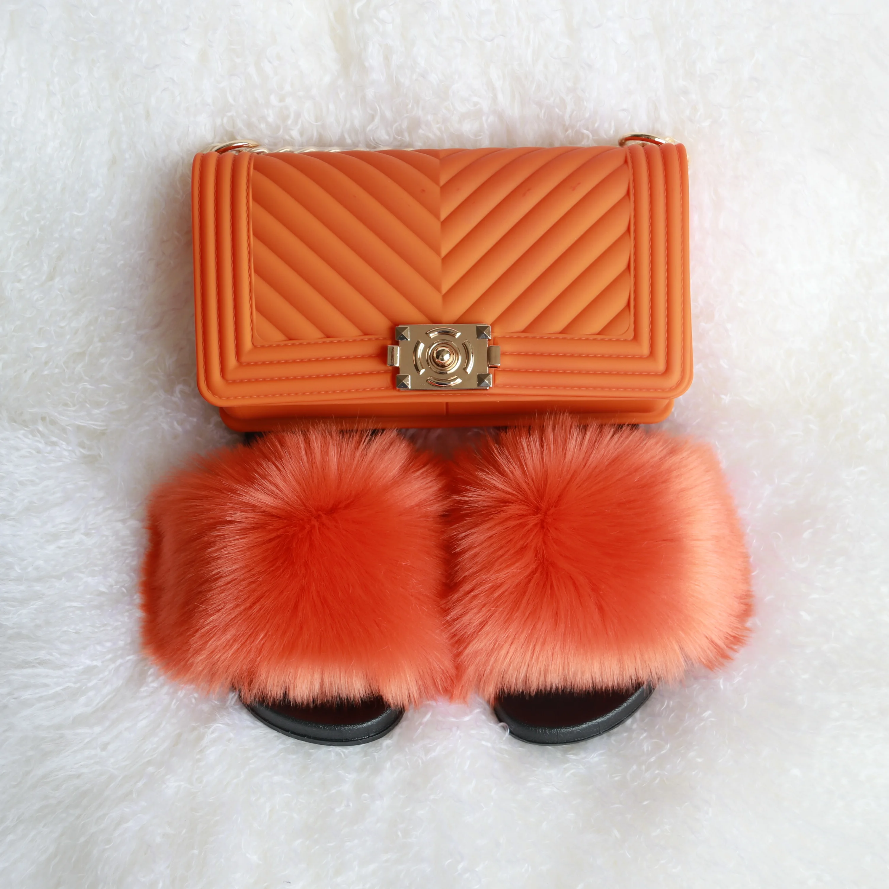 new arrival sandals quality vendor orange color fluffy furry fur slippers and purse set for ladies women
new arrival sandals quality vendor orange color fluffy furry fur slippers and purse set for ladies women