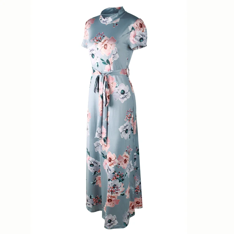 The New Fashion O-neck Maxi Belt Short Sleeve Ladies Floral Print Long Dress, Black green dark blue
The New Fashion O-neck Maxi Belt Short Sleeve Ladies Floral Print Long Dress, Black green dark blue