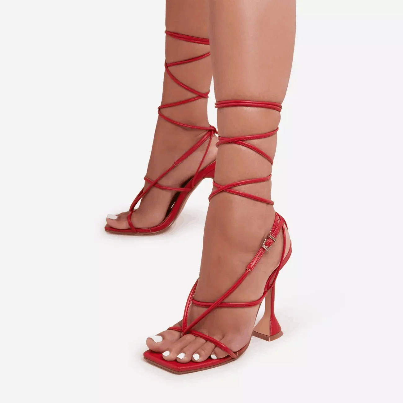 Summer New Style Red Square Toe High Heels Thin Heels Long Lace-up Women's Sandals, 2 colors
Summer New Style Red Square Toe High Heels Thin Heels Long Lace-up Women's Sandals, 2 colors