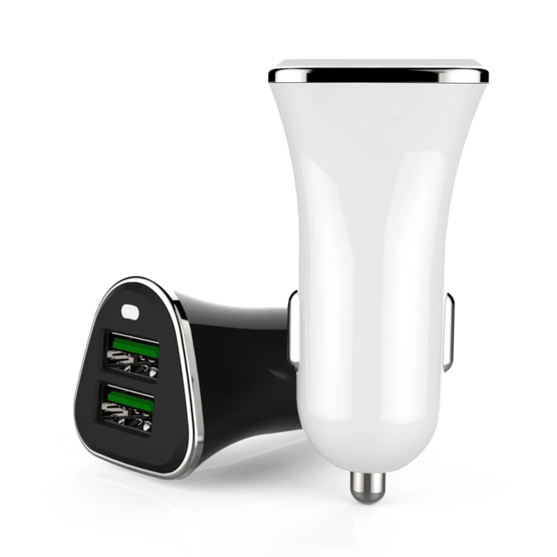 

36W 2 Port Quick Charging USB Car Charger , Blue Light & QC 3.0 Dual Port Smart Fast Car Charger ,USB Car Adapter, Black white customized