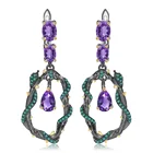 Abiding 925 Sterling Silver Earring Custom Nano Emerald Handmade Snake Natural Amethyst Gemstone Fashion Earrings Jewelry
