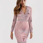 Embellished Sequin Mini Sequin Dress With Long Sleeves In Rose Pink Dresses Women Party Evening