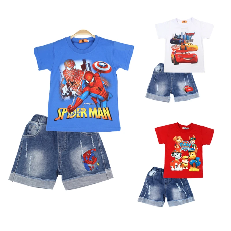Boys Outfits Cars Cartoon Summer Cotton Kids T-shirt&Denim Shorts Clothing Baby Sets Children Suit Clothes Spiderman
Boys Outfits Cars Cartoon Summer Cotton Kids T-shirt&Denim Shorts Clothing Baby Sets Children Suit Clothes Spiderman