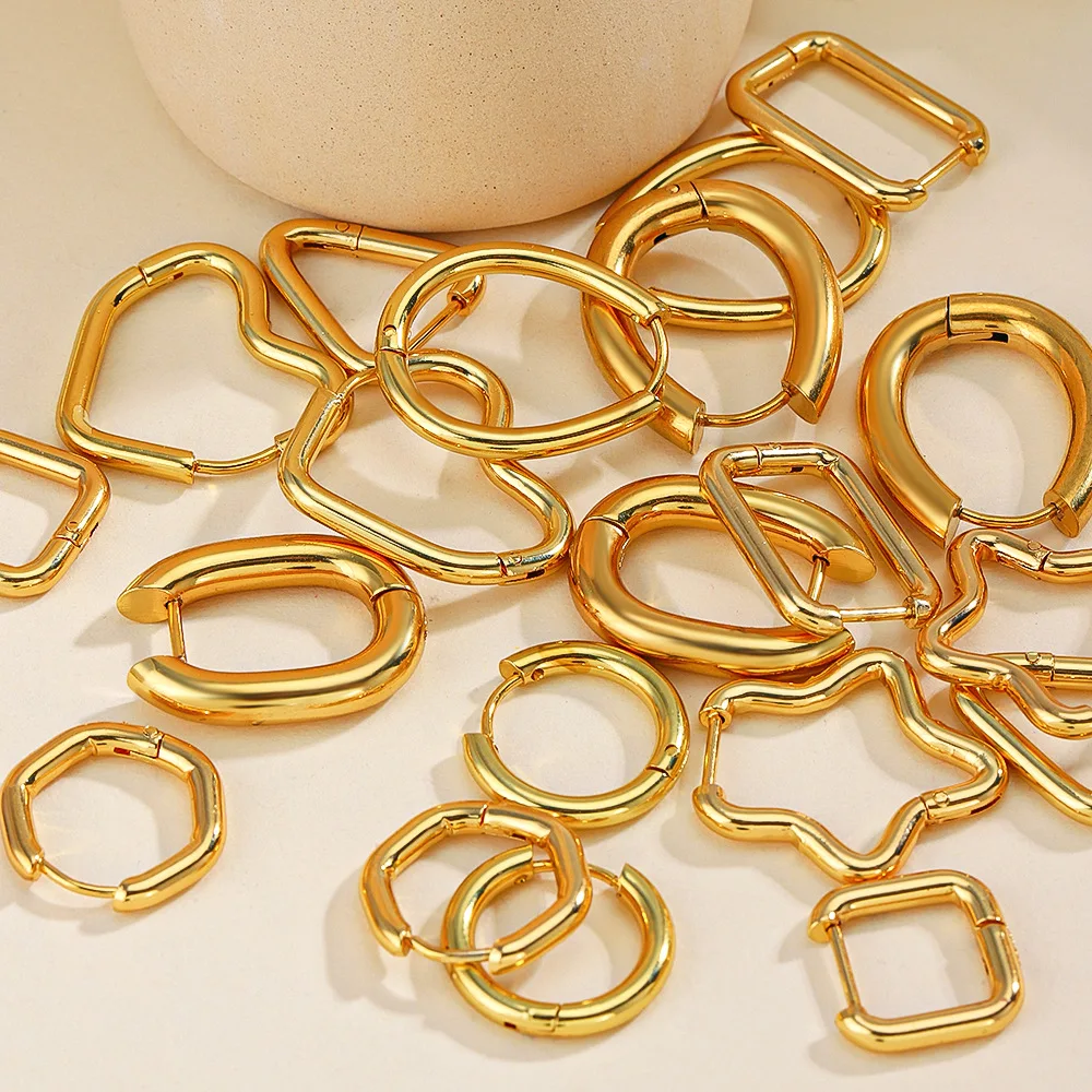 Simple 18k gold stainless steel earrings geometric star gold hoop earrings repurchase love jewelry accessories gifts
Simple 18k gold stainless steel earrings geometric star gold hoop earrings repurchase love jewelry accessories gifts