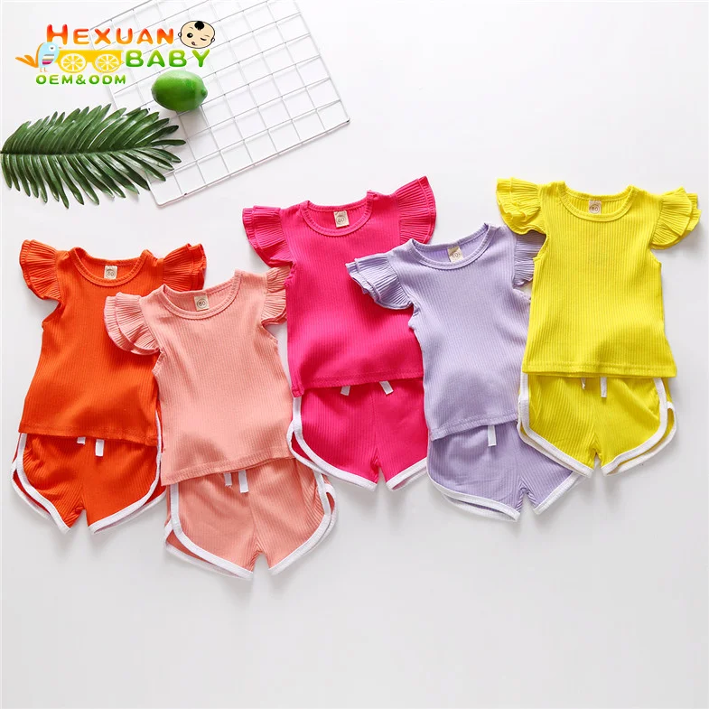 RTS solid color summer children boutique clothing sets flutter ruffle sleeve short girl outfit, Picture shows
RTS solid color summer children boutique clothing sets flutter ruffle sleeve short girl outfit, Picture shows