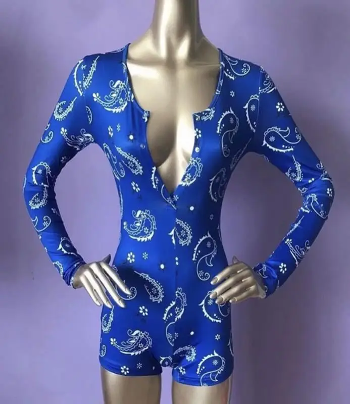 Spring and summer sexy V-neck printing long sleeve one piece women's shorts women's casual jumpsuit
Spring and summer sexy V-neck printing long sleeve one piece women's shorts women's casual jumpsuit