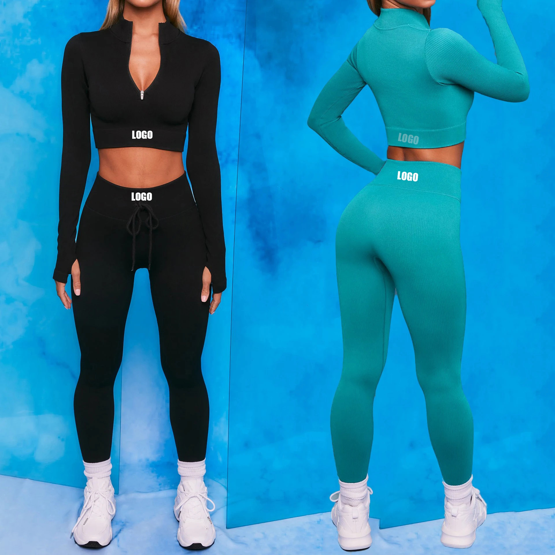 Fall 2021 women seamless rib active wear set long sleeve zip crop top pants yoga set fitness clothes knit tracksuits for women, Khaki, purple, black, orange, blue, light pink, deep purple, tan
Fall 2021 women seamless rib active wear set long sleeve zip crop top pants yoga set fitness clothes knit tracksuits for women, Khaki, purple, black, orange, blue, light pink, deep purple, tan
