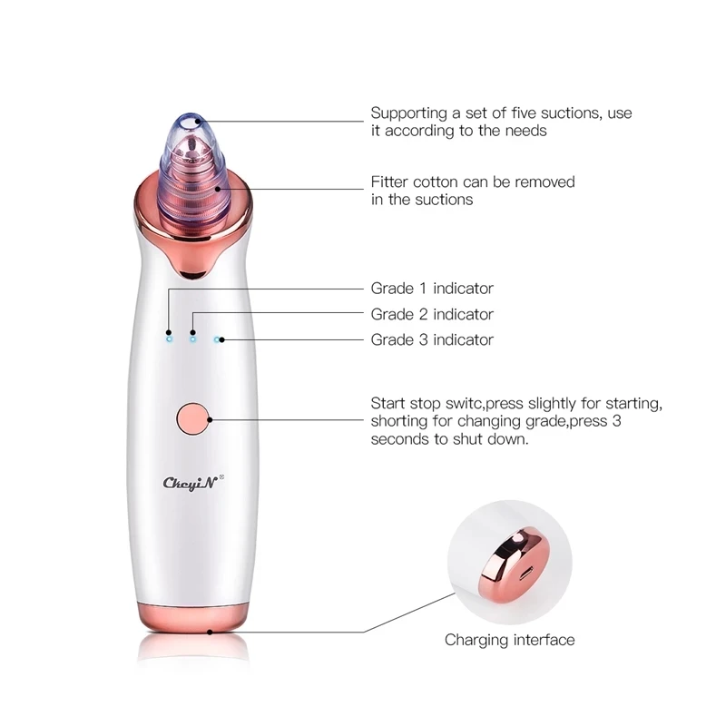 Vacuum Pore Cleaner Black Head Suction Hot Blackhead Remover Extractor Tool Electric Vacuum Suction
Vacuum Pore Cleaner Black Head Suction Hot Blackhead Remover Extractor Tool Electric Vacuum Suction
