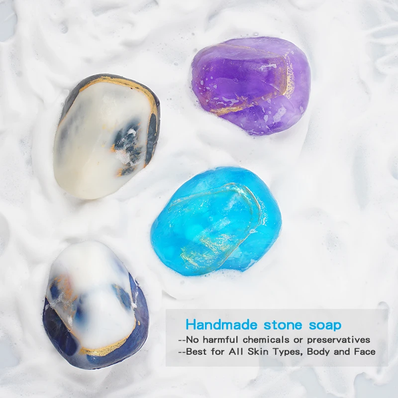 Wholesale Home Made Beauty Colorful Crystal Soaps Handmade Gemstone Rock Stone Shaped Soap, Multi color
Wholesale Home Made Beauty Colorful Crystal Soaps Handmade Gemstone Rock Stone Shaped Soap, Multi color