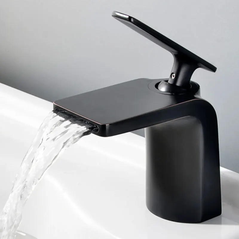 Hot and Cold Water Faucet Bathroom Mixer Tap Waterfall Brass Tap