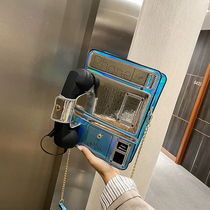 New style fashion creativity funny personality laser simulation telephone shoulder bag 2020 designers handbags women, 4colors
New style fashion creativity funny personality laser simulation telephone shoulder bag 2020 designers handbags women, 4colors