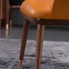 Leg Dining Dining Wood Chair 2020 Creative Hollow Design Orange Leather Silid Wood Leg Modern Nordic Dining Chairs