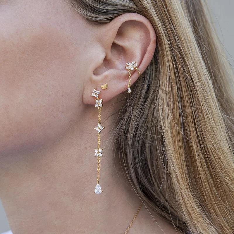 Hot Selling 925 Sterling Silver Flower Stud Earring Ins Tassel Petal Gold Plated Pendant Earrings For Women
Hot Selling 925 Sterling Silver Flower Stud Earring Ins Tassel Petal Gold Plated Pendant Earrings For Women