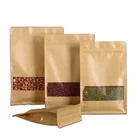 Paper Bag Food Grade 8 Side Sealed Open Window Zipper Kraft Paper Bag For Packing Coffee Beans