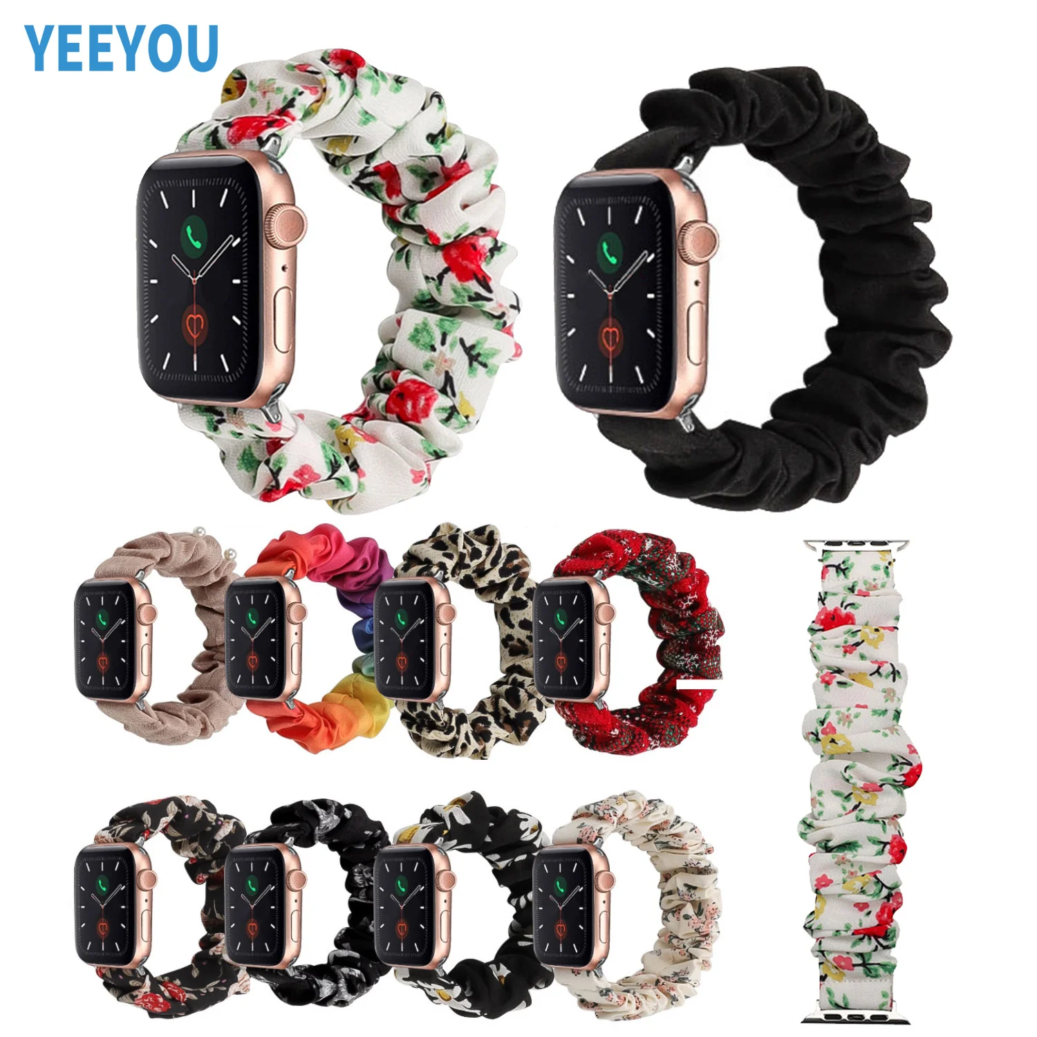Elastic flower printed scrunchies band for apple watch series 7 SE 6 5 4 3 2 1 Wristband strap for iwatch 38 mm 42 mm, Multi-color optional or customized
Elastic flower printed scrunchies band for apple watch series 7 SE 6 5 4 3 2 1 Wristband strap for iwatch 38 mm 42 mm, Multi-color optional or customized