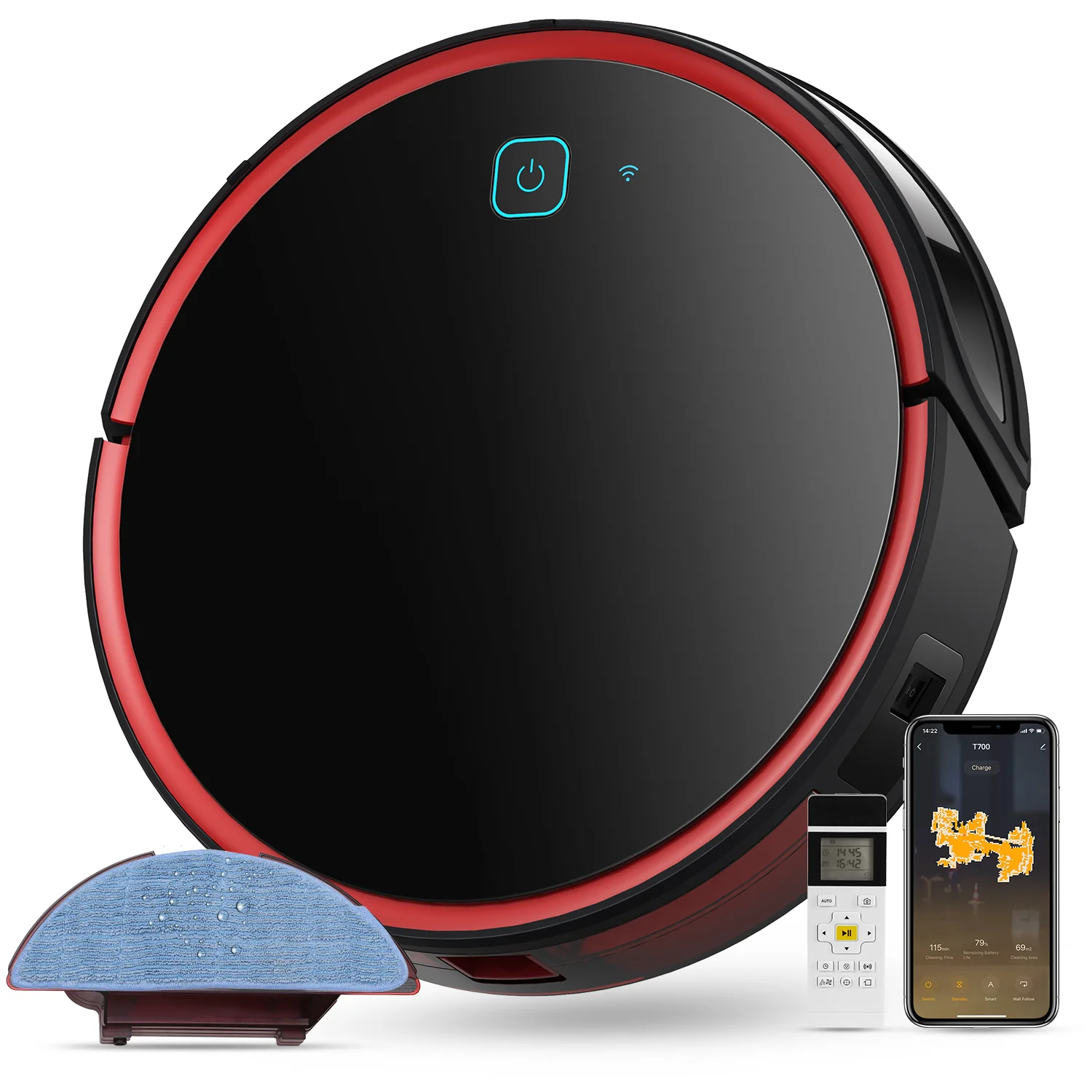 Hot sale Amazon Alexa with APP/Wifi Low Noise Extra Brushless 2200 pa Suction for Pet Hair T700 Robot Vacuum Cleaners