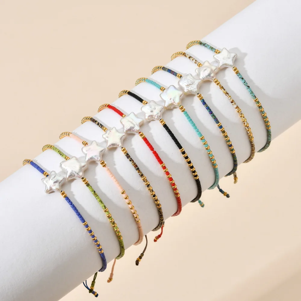 Bohemian Style Star Shaped Pearl Bracelet Sweet Hand-Woven Seed Beads Drawstring Hand Rope Jewelry
Bohemian Style Star Shaped Pearl Bracelet Sweet Hand-Woven Seed Beads Drawstring Hand Rope Jewelry