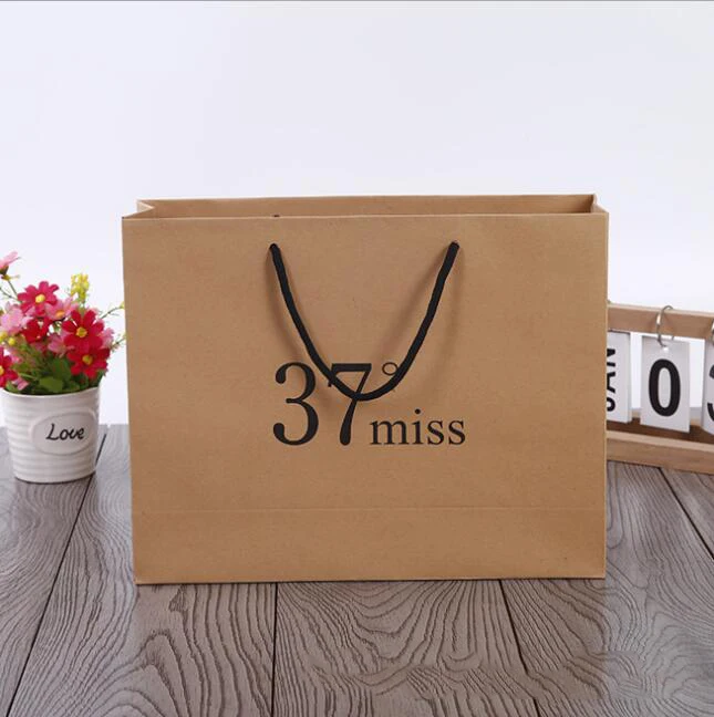 bag made of kraft brown paper bag with handle 180gsm for gift