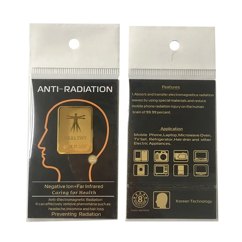 

stickers anti radiation 24K gold 2000cc custom anti radiation sticker mobile phone quantum shield rectangle 21*29mm LOGO DESIGN, Metal golden