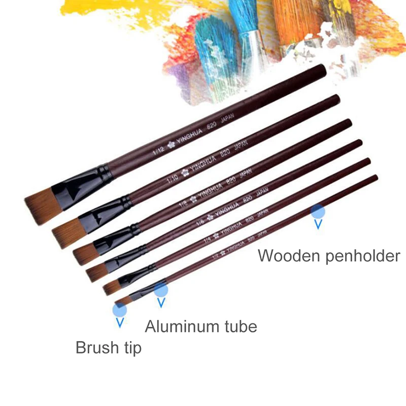 6Pcs/Set Flat Nylon Hair Oil Painting Acrylic Painting Brushes Artist Supplies
6Pcs/Set Flat Nylon Hair Oil Painting Acrylic Painting Brushes Artist Supplies