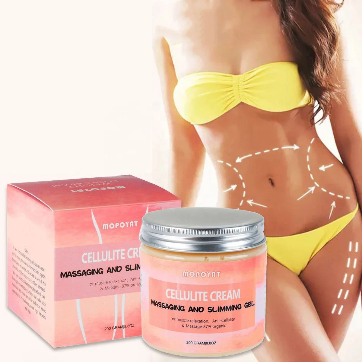 

Hot Sale Private Label Massage Anti Cellulite Losing Weight Fat Burning Cream Body Slimming Gel, White