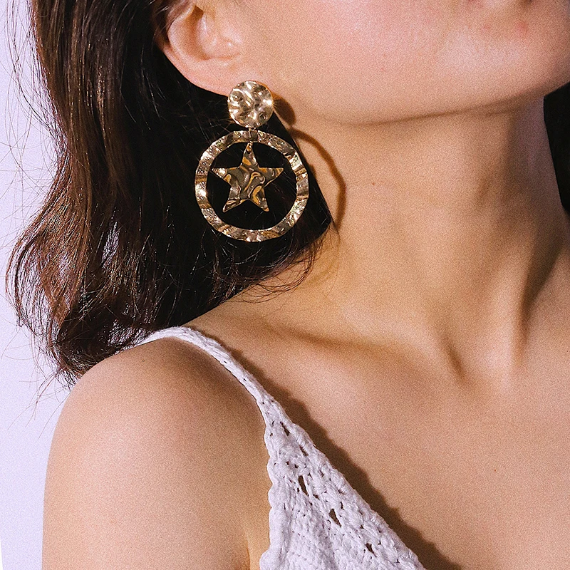 Personality Corrugated Geometric Irregularity Pendant Earring Retro Hollowed Out Round Star Drop Earrings (SK607), As picture
Personality Corrugated Geometric Irregularity Pendant Earring Retro Hollowed Out Round Star Drop Earrings (SK607), As picture
